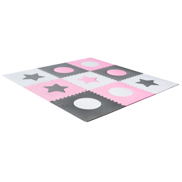 Foam puzzle mat 180x180cm 9 pieces gray-pink