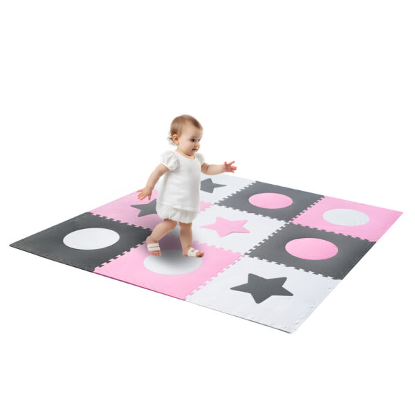 Foam puzzle mat 180x180cm 9 pieces gray-pink