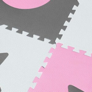 Foam puzzle mat 180x180cm 9 pieces gray-pink