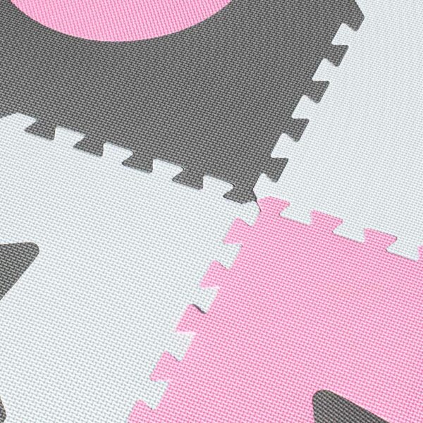 Foam puzzle mat 180x180cm 9 pieces gray-pink