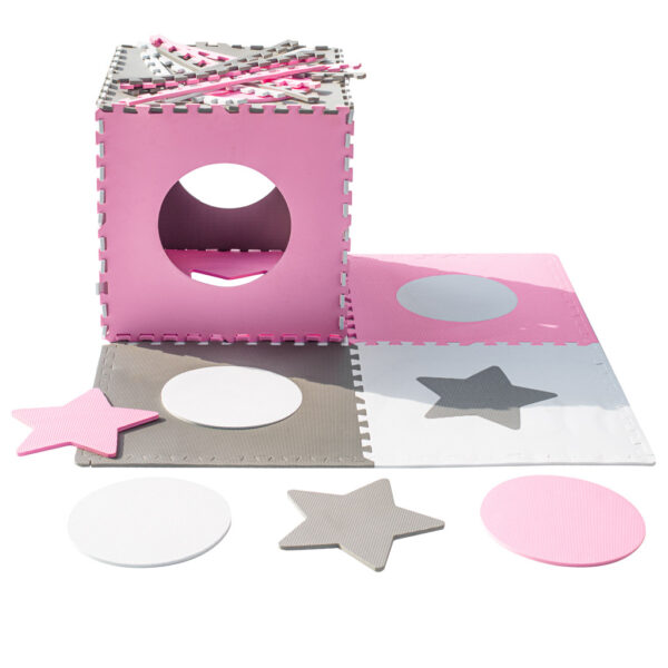 Foam puzzle mat 180x180cm 9 pieces gray-pink