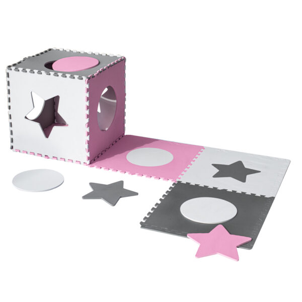 Foam puzzle mat 180x180cm 9 pieces gray-pink