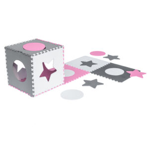 Foam puzzle mat 180x180cm 9 pieces gray-pink