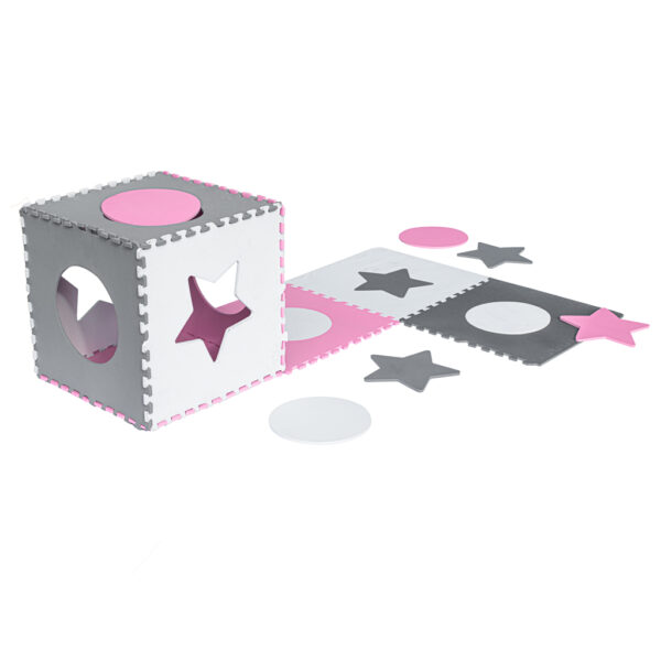 Foam puzzle mat 180x180cm 9 pieces gray-pink