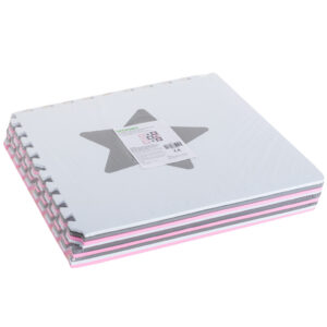 Foam puzzle mat 180x180cm 9 pieces gray-pink