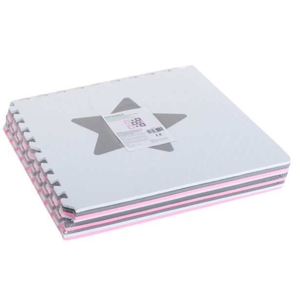 Foam puzzle mat 180x180cm 9 pieces gray-pink