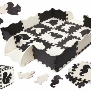 Puzzle piankowe mata dla dzieci 25el czarno biale