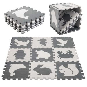 Puzzle piankowe mata dla dzieci 9 el czarny ecru