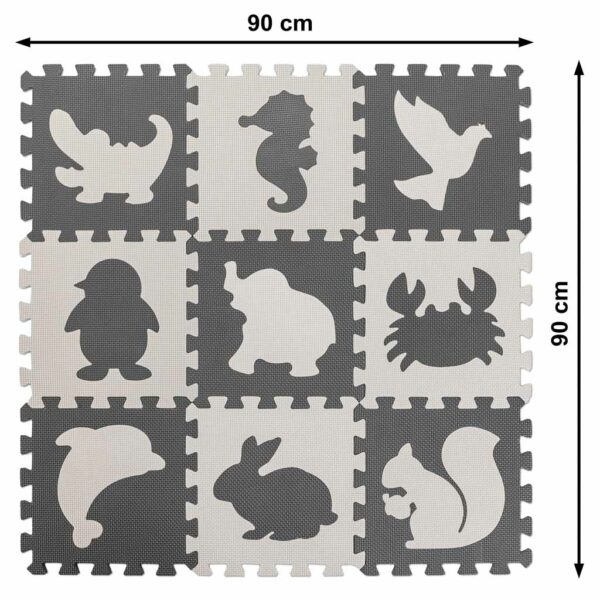 Puzzle piankowe mata dla dzieci 9 el czarny ecru