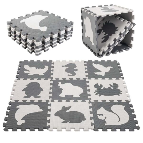 Puzzle piankowe mata dla dzieci 9 el czarny ecru 85cm x 85cm x 1cm Puzzle piankowe mata dla dzieci 9 el czarny ecru 85cm x 85cm x 1cm