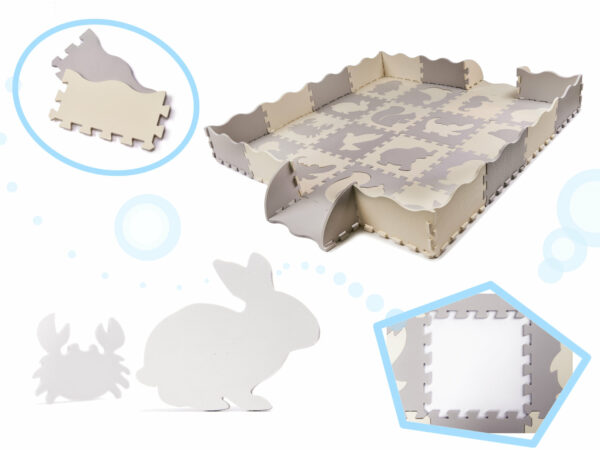 KX6269 Puzzle piankowe mata kojec dla dzieci 36el szaro ecru
