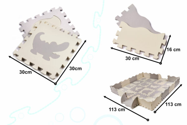 KX6269 Puzzle piankowe mata kojec dla dzieci 36el szaro ecru