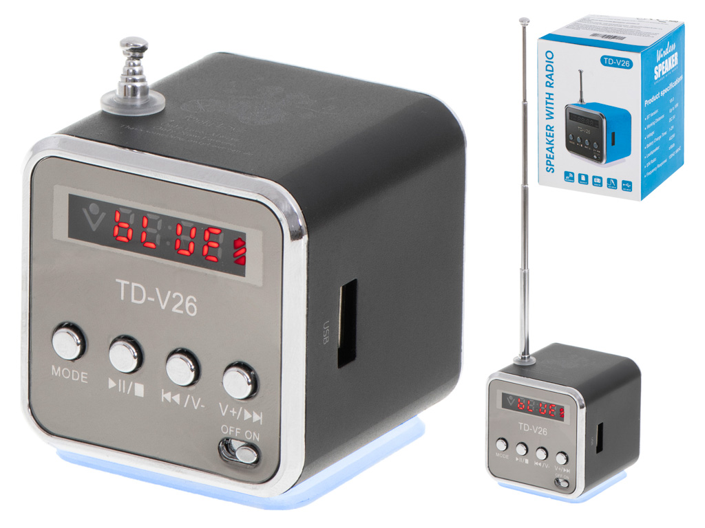 Radio akumulatorowe przenosne glosnik Bluetooth LCD TD V26
