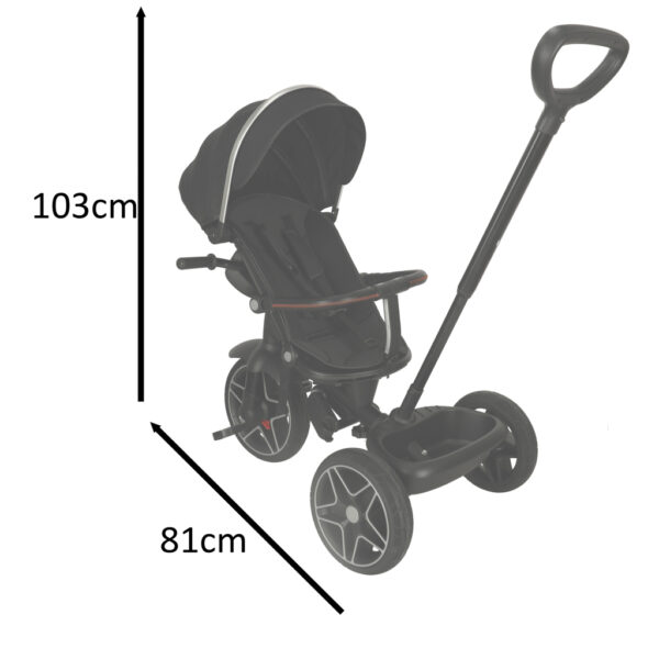 Rowerek trojkolowy TRIKE FIX Elite 2w1 z daszkiem obracany regulowany spacerowka prowadnik pasy czarny
