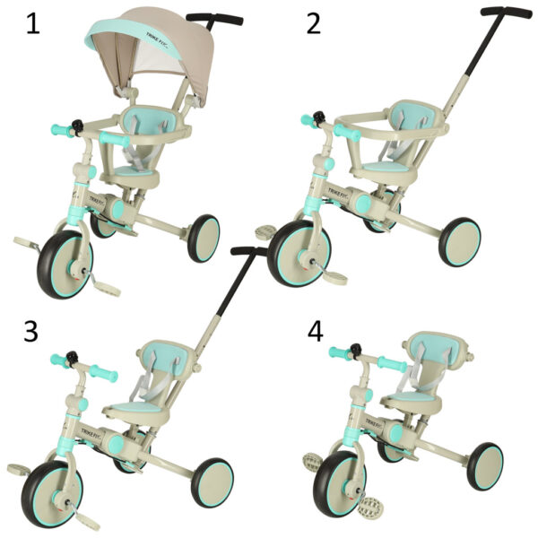 Rowerek trojkolowy TRIKE FIX V4 niebiesko szary z daszkiem