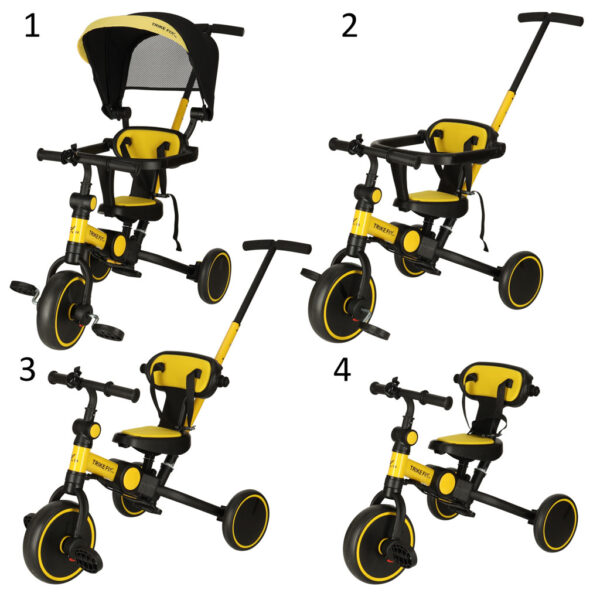 Rowerek trojkolowy TRIKE FIX V4 zolto czarny z daszkiem