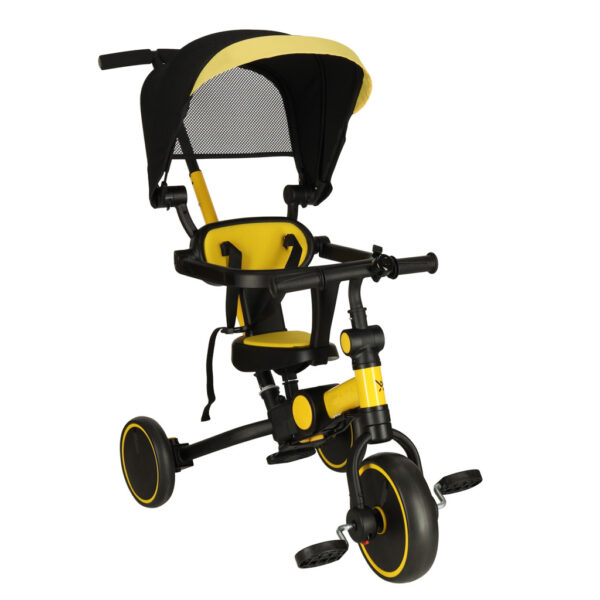 Rowerek trojkolowy TRIKE FIX V4 zolto czarny z daszkiem