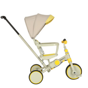 Rowerek trojkolowy TRIKE FIX V4 zolto szary z daszkiem