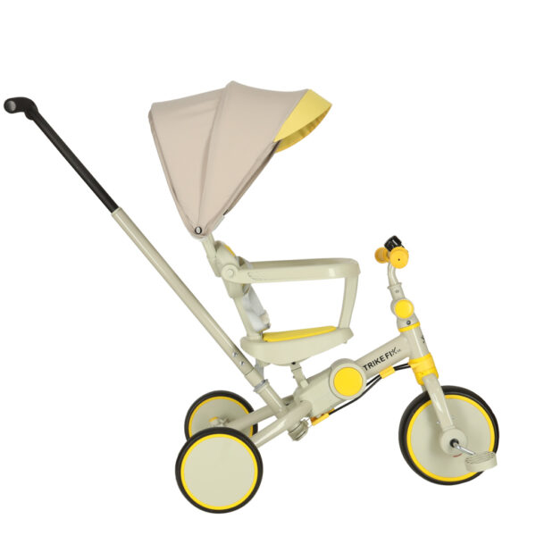 Rowerek trojkolowy TRIKE FIX V4 zolto szary z daszkiem Rowerek trojkolowy TRIKE FIX V4 zolto szary z daszkiem