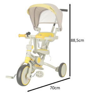 Rowerek trojkolowy TRIKE FIX V4 zolto szary z daszkiem