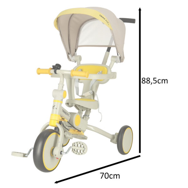 Rowerek trojkolowy TRIKE FIX V4 zolto szary z daszkiem