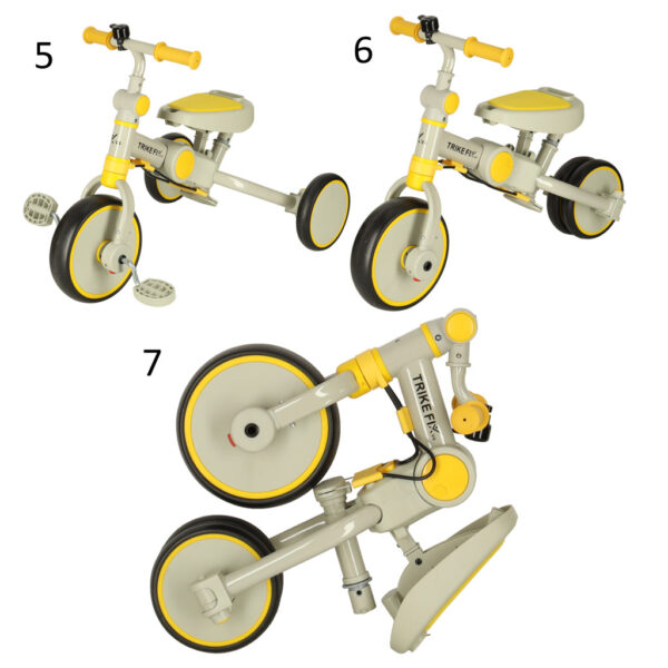Rowerek trojkolowy TRIKE FIX V4 zolto szary z daszkiem