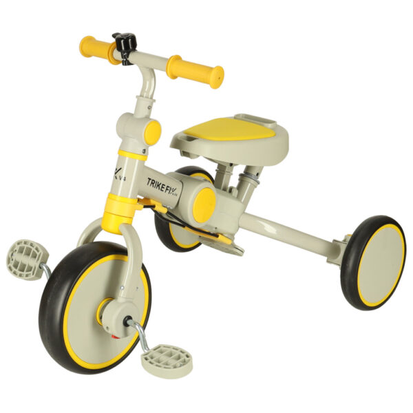 Rowerek trojkolowy TRIKE FIX V4 zolto szary z daszkiem