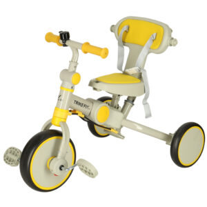 Rowerek trojkolowy TRIKE FIX V4 zolto szary z daszkiem