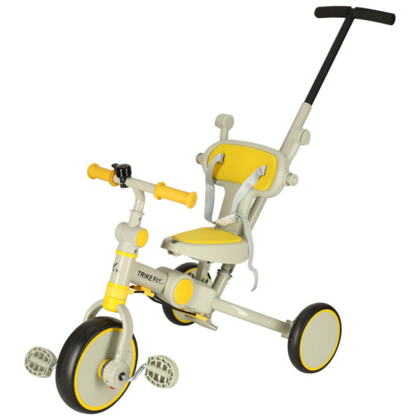 Rowerek trojkolowy TRIKE FIX V4 zolto szary z daszkiem