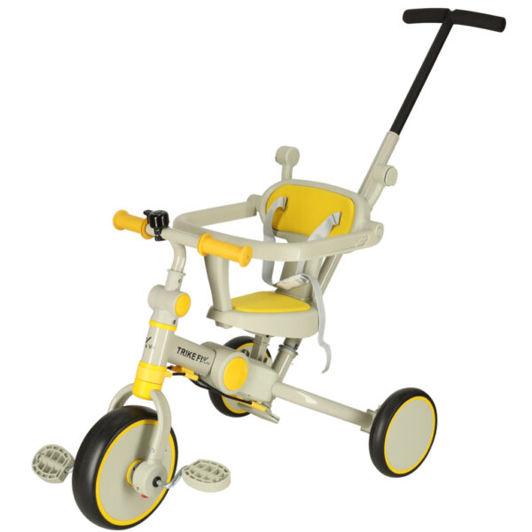 Rowerek trojkolowy TRIKE FIX V4 zolto szary z daszkiem