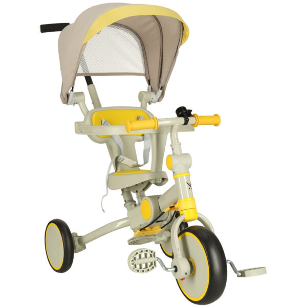 Rowerek trojkolowy TRIKE FIX V4 zolto szary z daszkiem