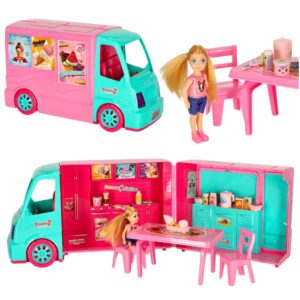 Samochod dla lalek kamper food truck zestaw 21 el