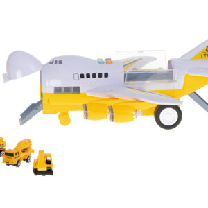 Samolot transporter z autami budowlany bok przod