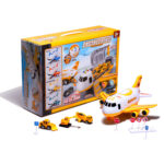 Samolot transporter z autami maszyny budowlane