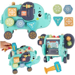 Slonik tablica manipulacyjna montessori wbijak sorter klocki mlotek 26cm