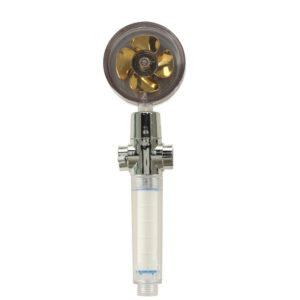 Sluchawka prysznicowa z turbina wentylatorem zlota