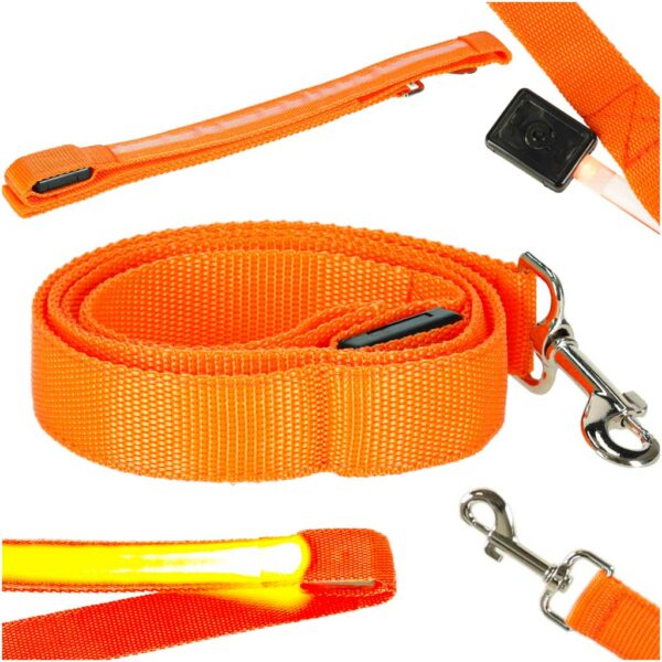 Smycz dla psa kota swiecaca spacer jesien zima noc LED 1 2 m pomaranczowa Smycz dla psa kota swiecaca spacer jesien zima noc LED 1 2 m pomaranczowa