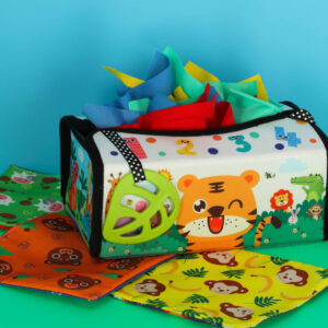 Sorter pudelko z chusteczkami sensoryczne montessori mata 2w1