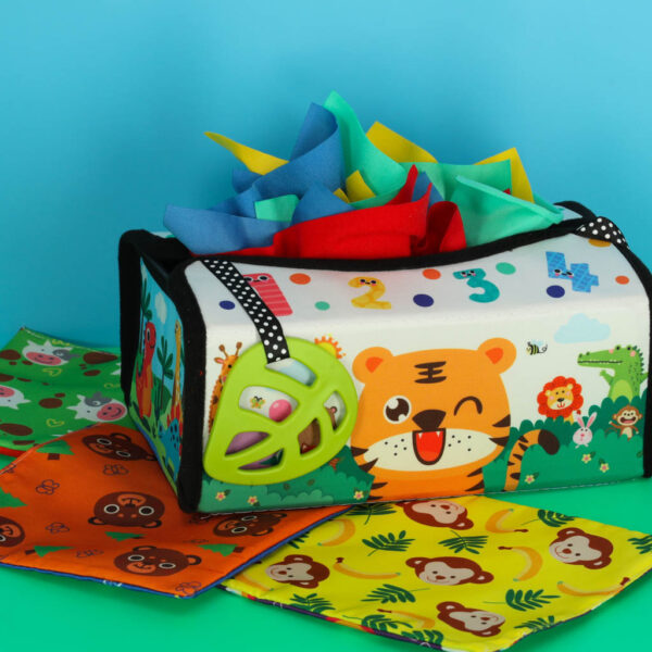 Sorter pudelko z chusteczkami sensoryczne montessori mata 2w1