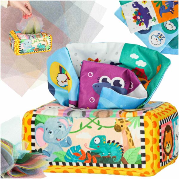 Sorter pudelko z chusteczkami sensoryczne montessori pluszowe cyfry litery Sorter pudelko z chusteczkami sensoryczne montessori pluszowe cyfry litery