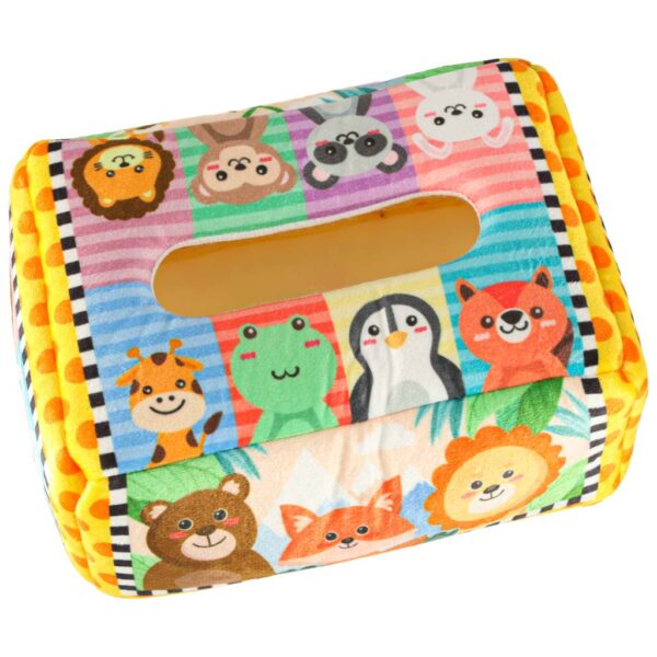 Sorter pudelko z chusteczkami sensoryczne montessori pluszowe cyfry litery