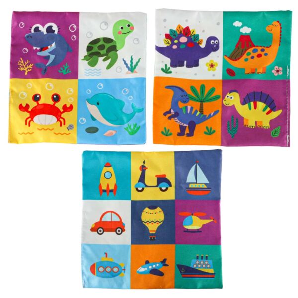 Sorter pudelko z chusteczkami sensoryczne montessori pluszowe cyfry litery