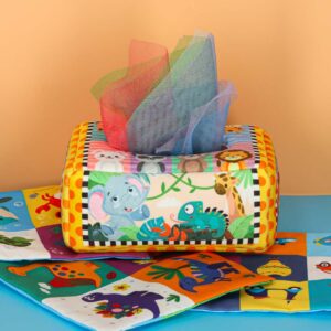 Sorter pudelko z chusteczkami sensoryczne montessori pluszowe cyfry litery