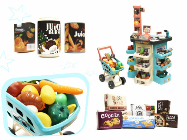 KX6395 Supermarket sklep kasa fiskalna + wózek miętowy