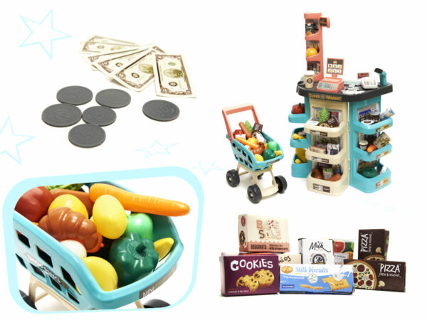 KX6395 Supermarket sklep kasa fiskalna + wózek miętowy