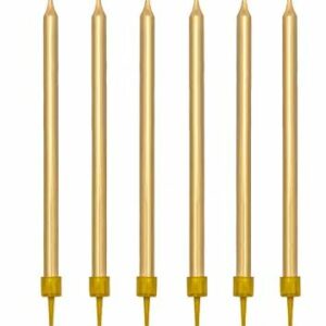 Swieczki urodzinowe gladkie zlote 12 sztuk 12 5cm