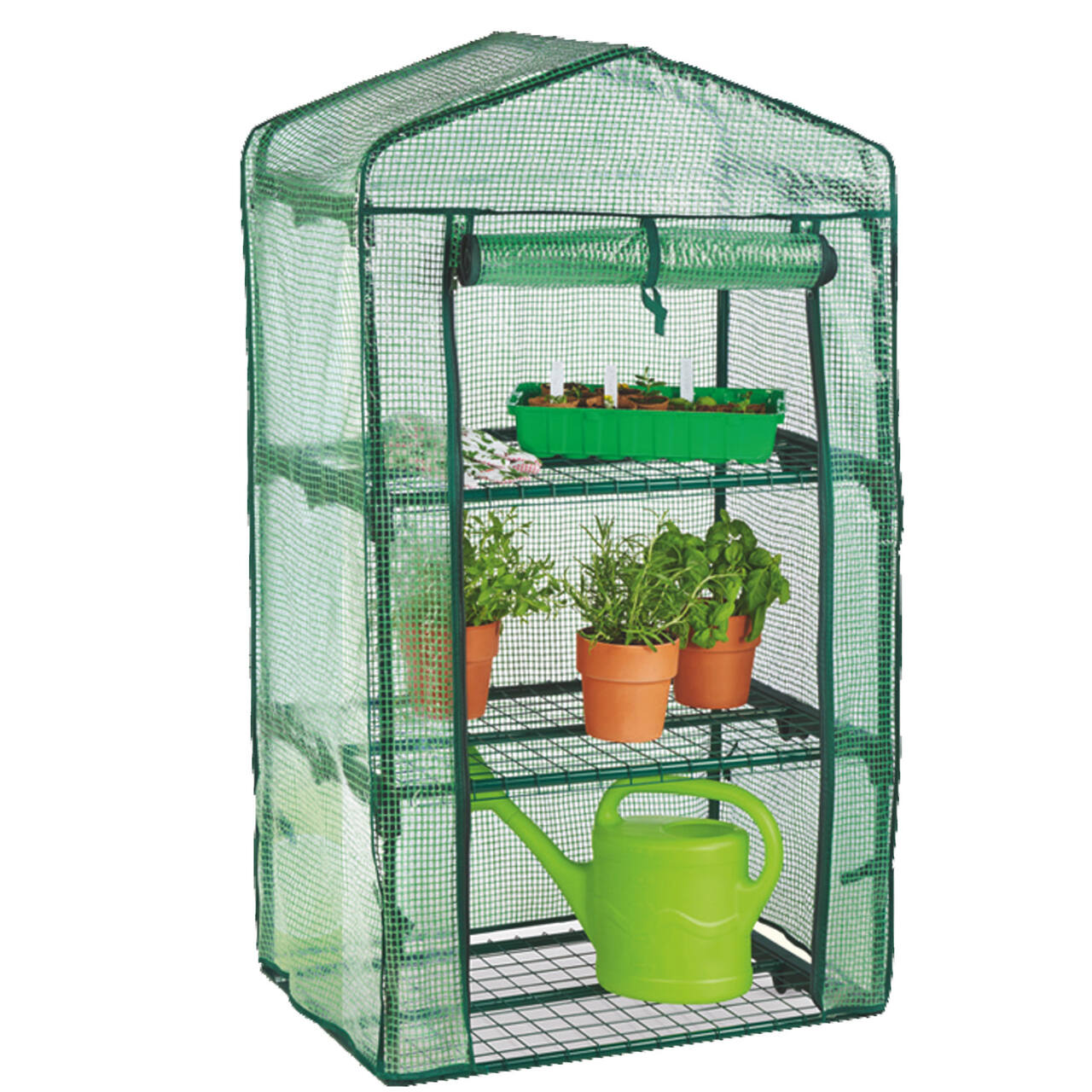 Szklarnia balkonowa ogrodowa warzywniak z trzema polkami na kwiaty 69 x 49 x 125 cm