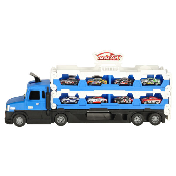 TIR Laweta samochod transporter pojazd skladany XXL 10 autek niebieski TIR Laweta samochod transporter pojazd skladany XXL 10 autek niebieski