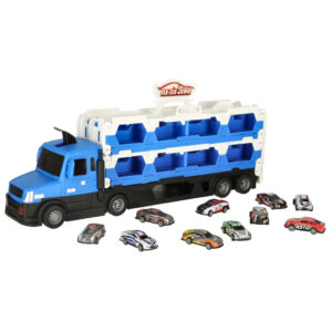 TIR Laweta samochod transporter pojazd skladany XXL 10 autek niebieski