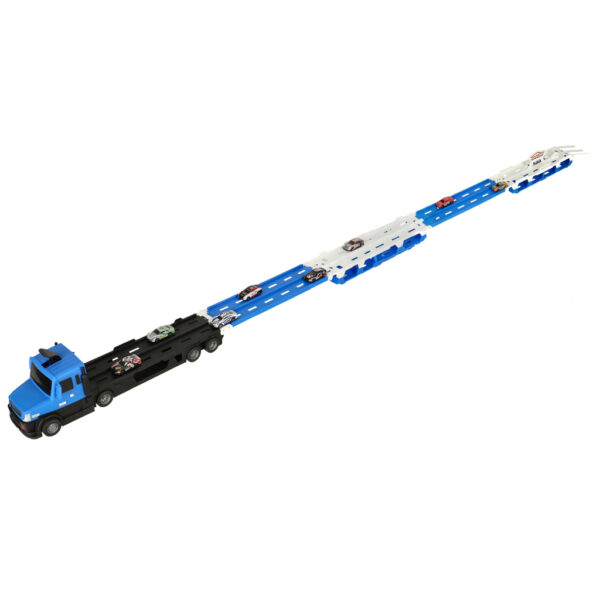 TIR Laweta samochod transporter pojazd skladany XXL 10 autek niebieski